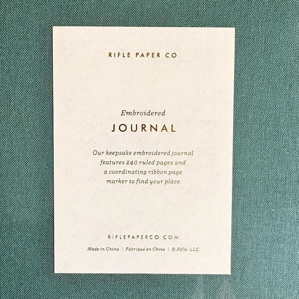 Rifle Paper Co. Embroidered Journal Initial 